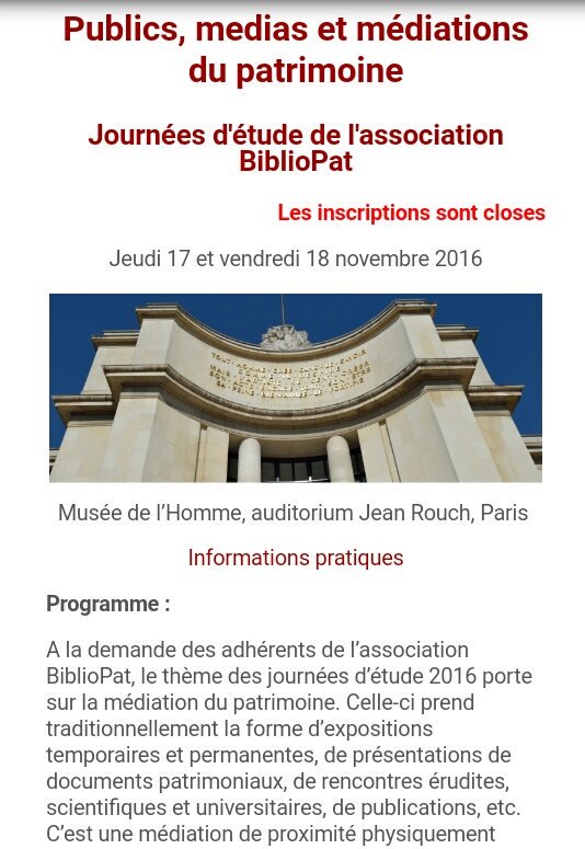 Pour rappel, le programme des journées @BiblioPat_fr #BiblioPat16 est ici https://t.co/BA9iAqLjZX https://t.co/JEB0D0NRpv