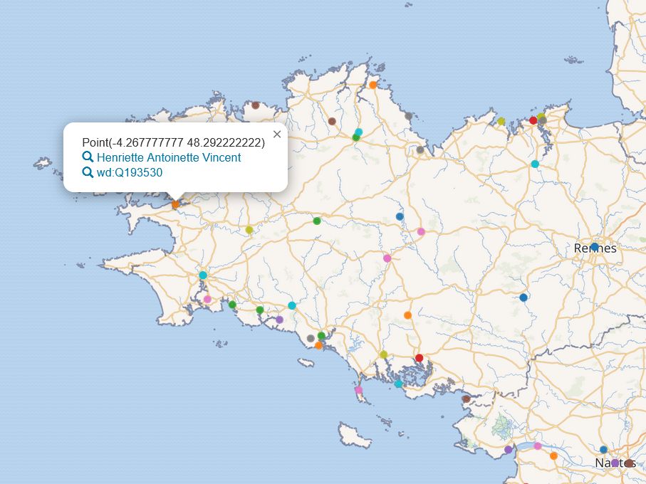 Lieux de naissances ou de décès de femmes peintres en Bretagne