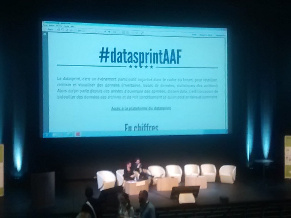 Présentation des résultats du #datasprintAAF par @daieuxdailleurs et @seeksanusername #AAFtroyes16 https://t.co/val1PoFndQ