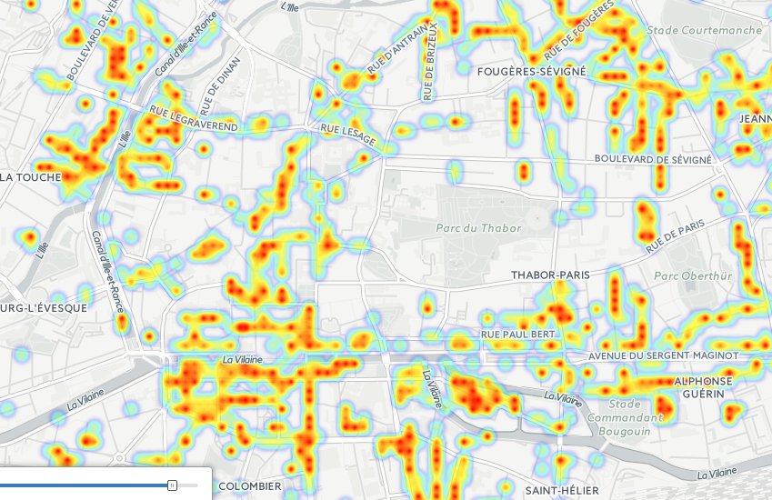 Exemple de réalisation : l'évolution de #Rennes à travers les permis de construire. #datasprintAAF #AAFtroyes16 https://t.co/jkKy6zjUJU